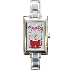 Worlds Best Mom Cocoa Watch - Rectangle Italian Charm Watch