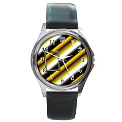 Black - yellow - Round Metal Watch