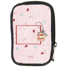 with Love pink - Compact Camera Leather Case