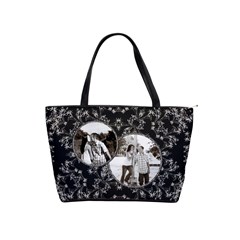 Elegant Black & Silver Shoulder Handbag - Classic Shoulder Handbag