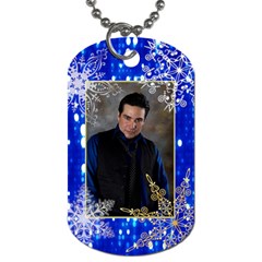 blue & gray lights w/snowflakes 2 sided dog tags - Dog Tag (Two Sides)