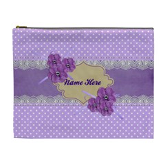 Cosmetic Case- XL- Violet with Lace - Cosmetic Bag (XL)