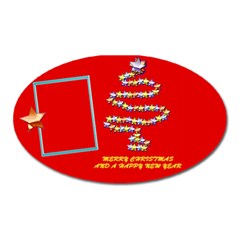 Merry Christmas wishes red - oval magnet - Magnet (Oval)