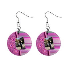 Purple flowers earings - Mini Button Earrings