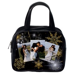 black sparkling with gold snowflakes purse - Classic Handbag (One Side)