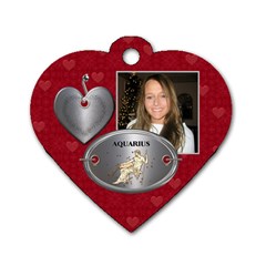 Aquarius Zodiac Heart Dog Tag - Dog Tag Heart (One Side)