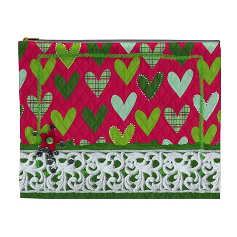Hug & Kisses, Cosmetic Bag Xl By Mikki Front
