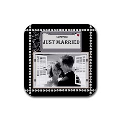Just Married Coaster - Rubber Coaster (Square)