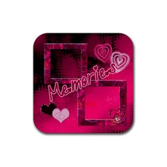 Memories Pink square coaster - Rubber Coaster (Square)