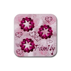 Family heart square coaster - Rubber Coaster (Square)