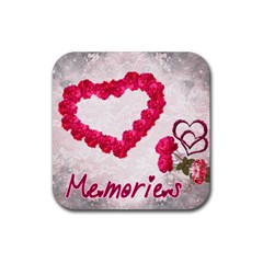 Memories rose heart square coaster - Rubber Coaster (Square)