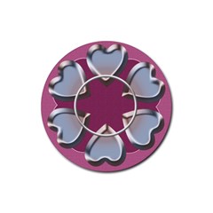 Hearts coaster - Rubber Coaster (Round)
