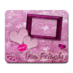 True Friends Hearts n Roses Pink Mouse Pad - Large Mousepad