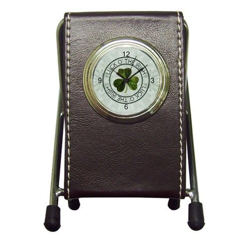 Luck O  The Irish Pen Holder/desk Clock By Lil Front
