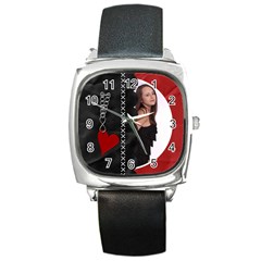 Funky Black/Red Square Metal Watch