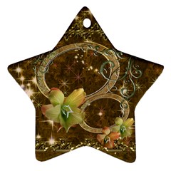 Double oval gold star flower ornament - Ornament (Star)