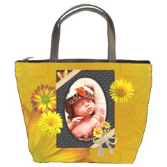 Pretty Yellow Floral Bucket Bag