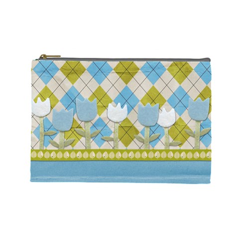 Spring Argyle Plaid Large Cosmetic Bag By Redhead Scraps Front
