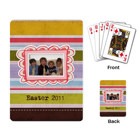 Spring Easter Stripe Playing Cards By Redhead Scraps Back