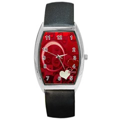 I Heart You Red Custom Barrel Watch - Barrel Style Metal Watch