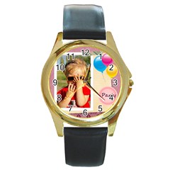 Party time - Round Gold Metal Watch