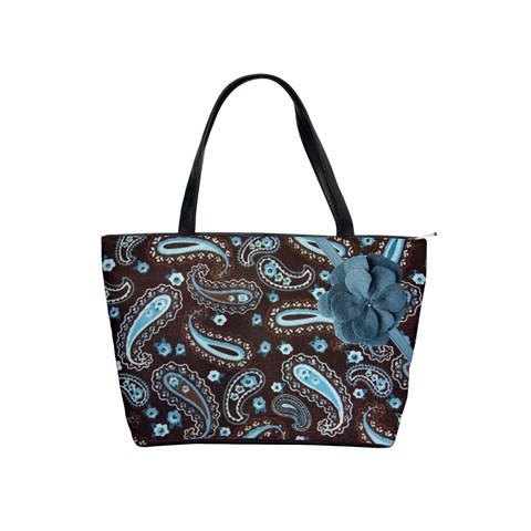 Brown Blue Paisley Dot Warm Fuzzy Tote Bag By Redhead Scraps Front