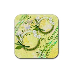 Spring Flower floral yellow square rubber coaster - Rubber Coaster (Square)
