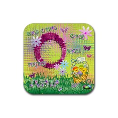 Spring Flower floral easter yellow square rubber coaster - Rubber Coaster (Square)
