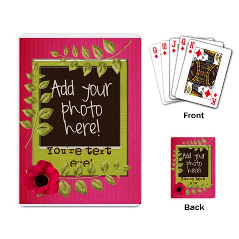 Polka Dot Poppy Spring Flower Leaf Playing Cards By Redhead Scraps Back