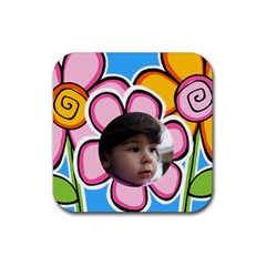 Little girl coaster - Rubber Coaster (Square)