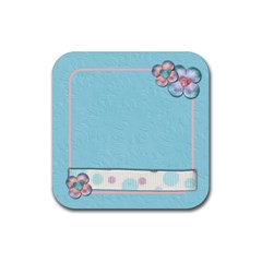 Flower Coaster Blue - Rubber Coaster (Square)