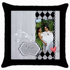 Our wedding - Throw Pillow Case (Black)