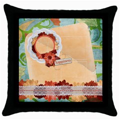 Happiness-Throw Pillow Case (Black)