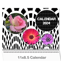 Modern Black and White Calendar 2024 (any Year) - Wall Calendar 11  x 8.5  (12-Months)