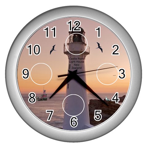Castle Point Light House Clock Silver By Kim Blair Front