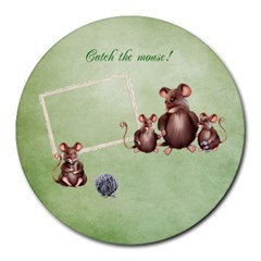 Catch the mouse! mousepad - Collage Round Mousepad