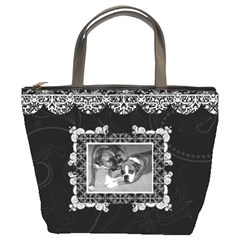 Elegant Black & White Bucket Bag