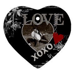 Black Love Heart 2-Sided Ornament - Heart Ornament (Two Sides)