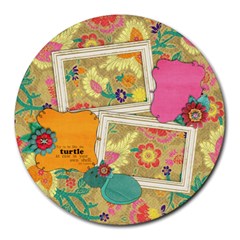 Turtle/Floral--round mousepad