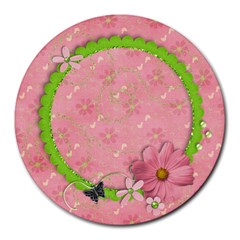 Pink Daisy-round mousepad