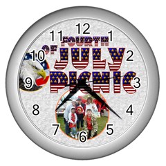 4th of July Picnic Clock Silver - Wall Clock (Silver)