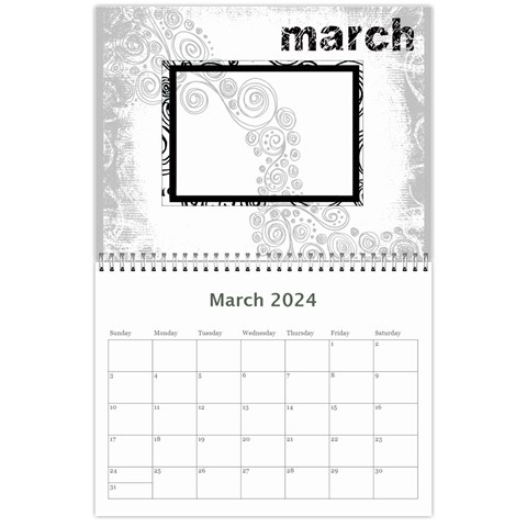 Faded Glory Monochrome 2024 Calendar By Catvinnat Mar 2024