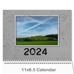 Simple Silver 2024 Calendar - Wall Calendar 11  x 8.5  (12-Months)