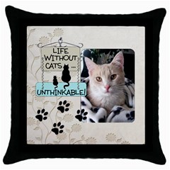 Cats Throw Pillow - Throw Pillow Case (Black)