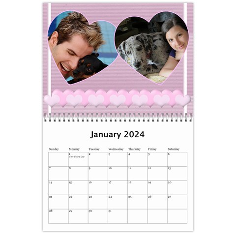 Subtle Hearts 2024 (any Year) Calendar By Deborah Jan 2024