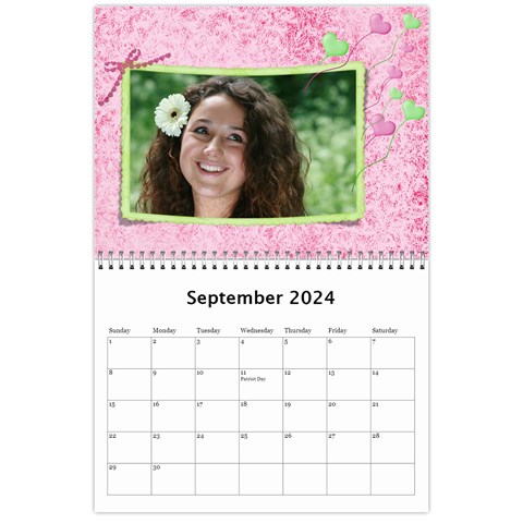 Subtle Hearts 2024 (any Year) Calendar By Deborah Sep 2024