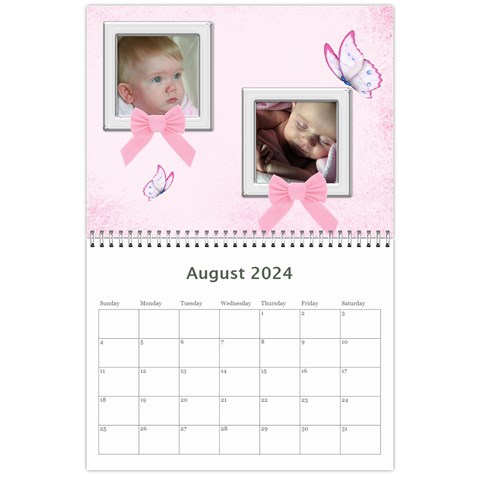 Bows 2024 (any Year) Calendar By Deborah Aug 2024