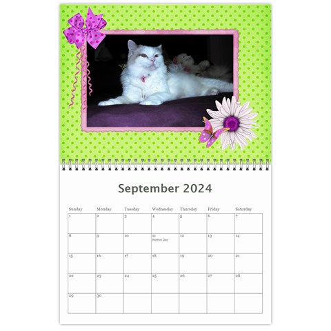 Bows 2024 (any Year) Calendar By Deborah Sep 2024
