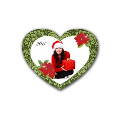 Christmas- heart coaster - Rubber Coaster (Heart)