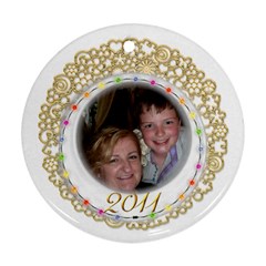 Gold Fillagree Festive Lights 2 sided 2011 ornament - Round Ornament (Two Sides)